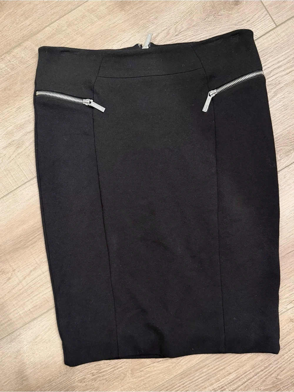 Michael Kors Black Pencil Skirt with Silver Zippers